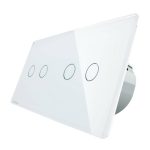 Intrerupator dublu + dublu cu touch Wireless Livolo din sticla, alb, VL-C702R/C702R-11