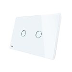 Intrerupator dublu cu variator cu touch Livolo din sticla - standard italian, alb, VL-C902D-81