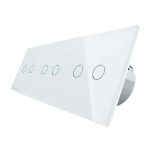 Intrerupator dublu+dublu+dublu cu touch Livolo din sticla, alb, VL-C702/C702/C702-11