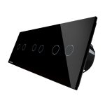 Intrerupator dublu+dublu+dublu cu touch Livolo din sticla, negru, VL-C702/C702/C702-12