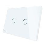 Intrerupator dublu wireless cu variator cu touch Livolo din sticla - standard italian, alb, VL-C902DR-81