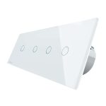 Intrerupator LIVOLO cu touch din sticla cu 4 intrerupatoare simple, alb, BB-C7-4C1-11
