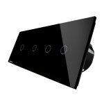 Intrerupator LIVOLO cu touch din sticla cu 4 intrerupatoare simple, negru, BB-C7-4C1-12