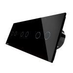 Intrerupator dublu+dublu+dublu cu touch Wireless Livolo din sticla, negru, VL-C702R/C702R/C702R-12