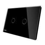 Intrerupator Dublu Cap Scara / Cruce Wireless LIVOLO cu Touch - Serie Noua, negru, VL-C902SR-82