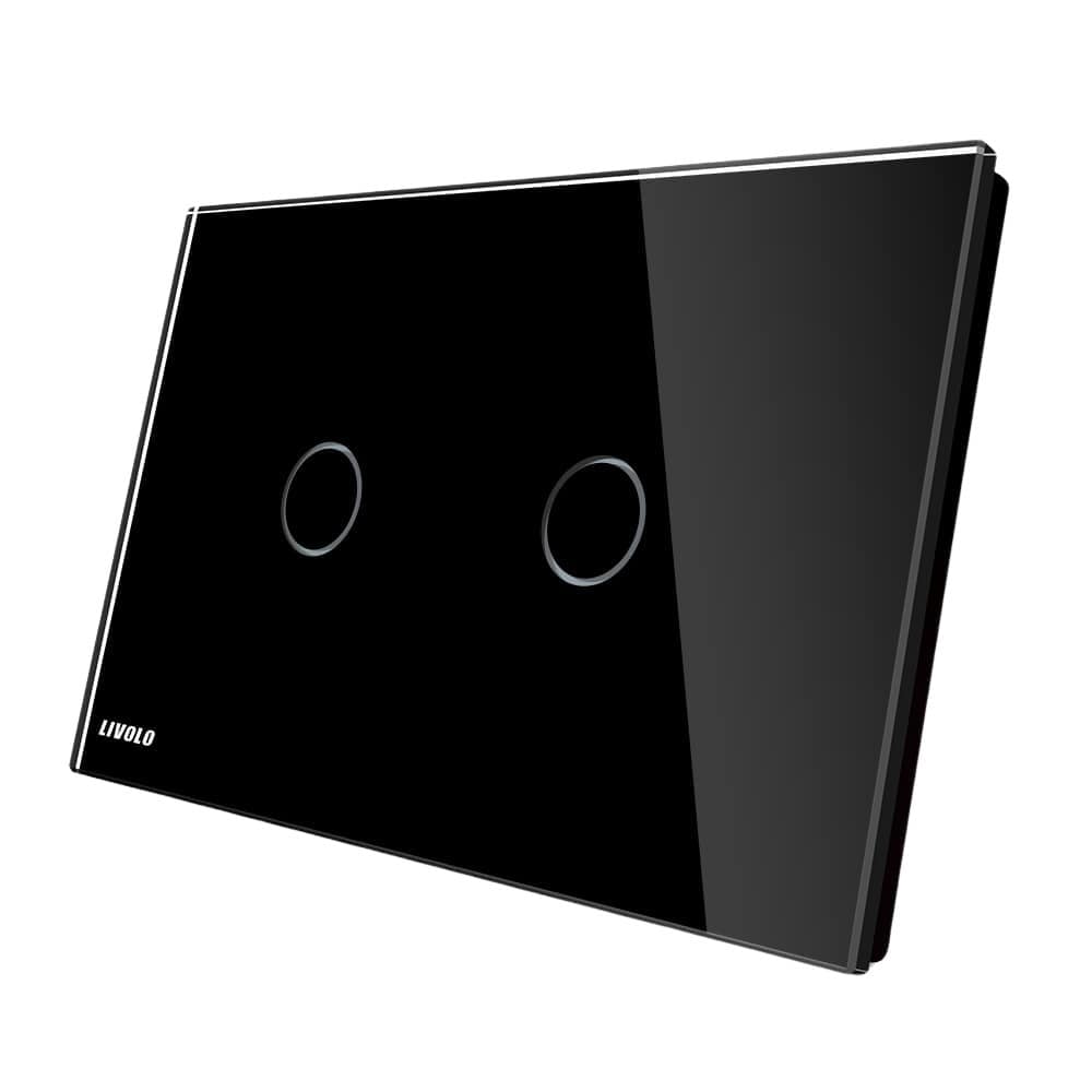 Intrerupator Dublu Cap Scara / Cruce Wireless LIVOLO cu Touch - Serie Noua, negru, VL-C902SR-82