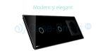 Intrerupator LIVOLO simplu+simplu cu touch si priza din sticla, negru, VL-C701/C701/C7-C1EU-12 - imagine 4