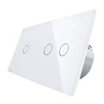 Intrerupator simplu + dublu cu touch Livolo din sticla, alb, VL-C701/C702-11