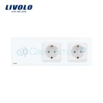 Intrerupator LIVOLO simplu cap scara / cap cruce cu touch si 2 prize din sticla, alb, VL-C701S/C7-C2EU-11 - imagine 3