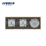 Intrerupator LIVOLO simplu cu touch si 2 prize din sticla, auriu, VL-C701/C7-C2EU-13 - imagine 4