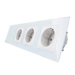 Intrerupator simplu + Priza tripla LIVOLO cu touch din sticla, alb, VL-C701/C7-C3EU-11