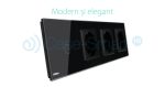 Intrerupator simplu + Priza tripla LIVOLO cu touch din sticla, negru, VL-C701/C7-C3EU-12 - imagine 4