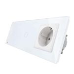 Intrerupator LIVOLO simplu+simplu cu touch si priza din sticla, alb, VL-C701/C701/C7-C1EU-11