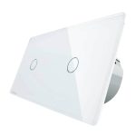 Intrerupator simplu + simplu cu touch Livolo din sticla, alb, VL-C701/C701-11