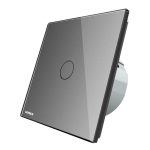 Intrerupator simplu cu timer si touch Livolo din sticla, gri, VL-C701T-15