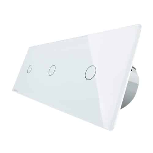 Intrerupator triplu cu touch Livolo din sticla, alb, VL-C701/C701/C701-11