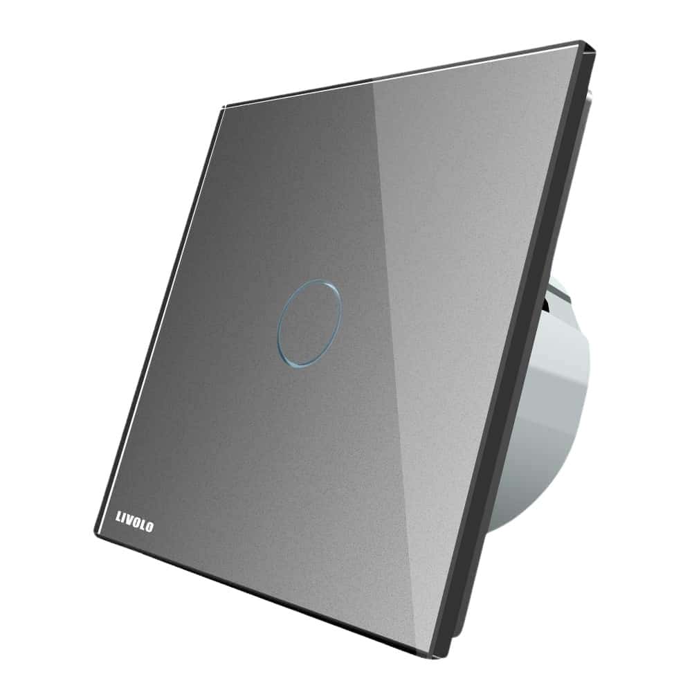 Intrerupator cu variator cu touch Livolo din sticla, gri, VL-C701D-15