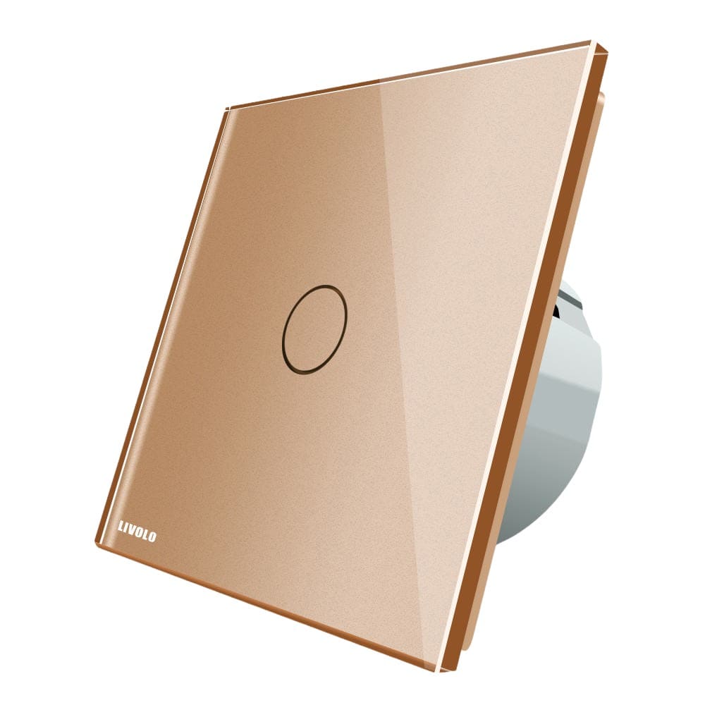 Intrerupator wireless cu variator cu touch Livolo din sticla, auriu, VL-C701DR-13