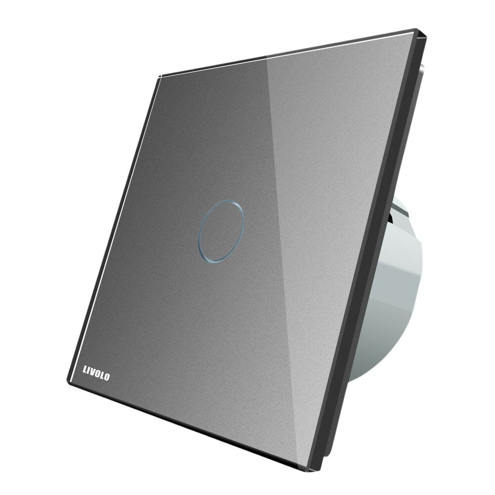 Intrerupator wireless cu variator cu touch Livolo din sticla, gri, VL-C701DR-15