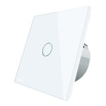 Intrerupator wireless cu variator cu touch Livolo din sticla, alb, VL-C701DR-11