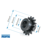 Pinion 16 dinti, pentru motoarele portilor sectionale - MOTORLINE PDP16 - imagine 2