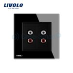 Priza dubla audio Livolo cu rama din sticla, negru, VL-C792AD-12 - imagine 2