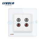 Priza dubla audio Livolo cu rama din sticla, alb, VL-C792AD-11 - imagine 2