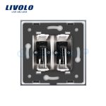 Priza dubla audio Livolo cu rama din sticla, alb, VL-C792AD-11 - imagine 4
