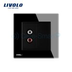 Priza simpla audio Livolo cu rama din sticla, negru, VL-C791AD-12 - imagine 2