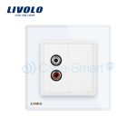 Priza simpla audio Livolo cu rama din sticla, alb, VL-C791AD-11 - imagine 2