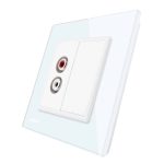 Priza simpla audio Livolo cu rama din sticla, alb, VL-C791AD-11