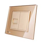 Priza simpla Telefon Livolo cu rama din sticla, auriu, VL-C791T-13