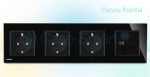 Priza cvadrupla Livolo cu rama din sticla 3 prize simple+TV/internet, negru, VL-C7-C4EU/VC-12 - imagine 2