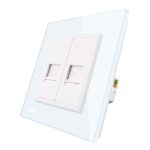 Priza dubla internet Livolo cu rama din sticla, alb, VL-C792C-11