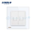 Priza dubla Telefon + Priza internet Livolo cu rama din sticla, alb, VL-C791TC-11 - imagine 2