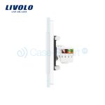 Priza dubla Telefon + Priza internet Livolo cu rama din sticla, alb, VL-C791TC-11 - imagine 3
