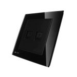 Priza dubla Telefon + Priza internet Livolo cu rama din sticla, negru, VL-C791TC-12