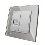 Priza internet Livolo cu rama din sticla, gri, VL-C791C-15