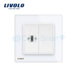 Priza simpla HDMI Livolo cu rama din sticla, alb, VL-C791HD-11 - imagine 2