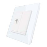 Priza simpla HDMI Livolo cu rama din sticla, alb, VL-C791HD-11
