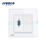 Priza cu mufa VGA mama Livolo cu rama din sticla, alb, VL-C791VG1-11 - imagine 2