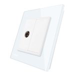 Priza simpla TV Livolo cu rama din sticla, alb, VL-C791V-11