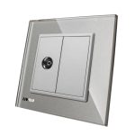 Priza simpla TV Livolo cu rama din sticla, gri, VL-C791V-15