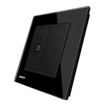 Priza simpla TV Livolo cu rama din sticla, negru, VL-C791V-12