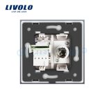 Priza dubla TV + Telefon Livolo cu rama din sticla, alb, VL-C791VT-11 - imagine 4