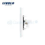 Priza dubla TV + Telefon Livolo cu rama din sticla, alb, VL-C791VT-11 - imagine 3