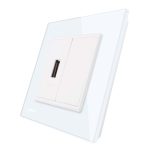 Priza USB Livolo cu rama din sticla, alb, VL-C791USB-11