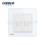 Priza dubla Telefon Livolo cu rama din sticla, alb, VL-C792T-11 - imagine 2