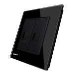 Priza dubla Telefon Livolo cu rama din sticla, negru, VL-C792T-12