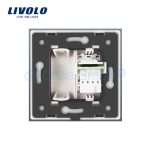 Priza simpla Telefon Livolo cu rama din sticla, alb, VL-C791T-11 - imagine 3